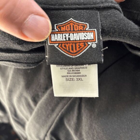 Harley Davidson Motorcycles Mens 3XL Large Front Logo Spell Out Banff Canada EUC - Picture 6 of 7